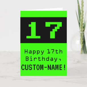 17:e födelsedagen: Nerdy/Geeky Stil "17" och Namn Kort