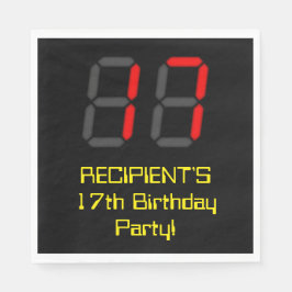 17:e födelsedagen: Red Digital Clock Stil "17" + N Pappersservett