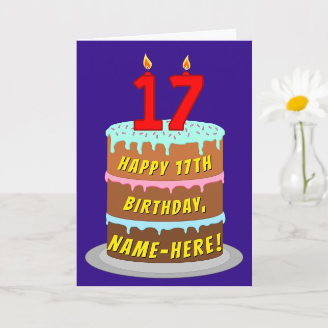 17:e födelsedagen: Roligt Cake and Candles + Custo Kort (Liten växt)