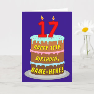 17:e födelsedagen: Roligt Cake and Candles + Custo Kort