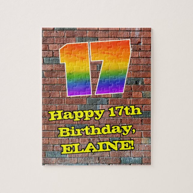 17:e födelsedagen: Roligt Graffiti-Inspired Rainbo Pussel (Vertikal)