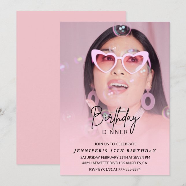 17:e födelsedagsinbjudan Födelsedag Foto Inbjudningar (Fram/baksida)