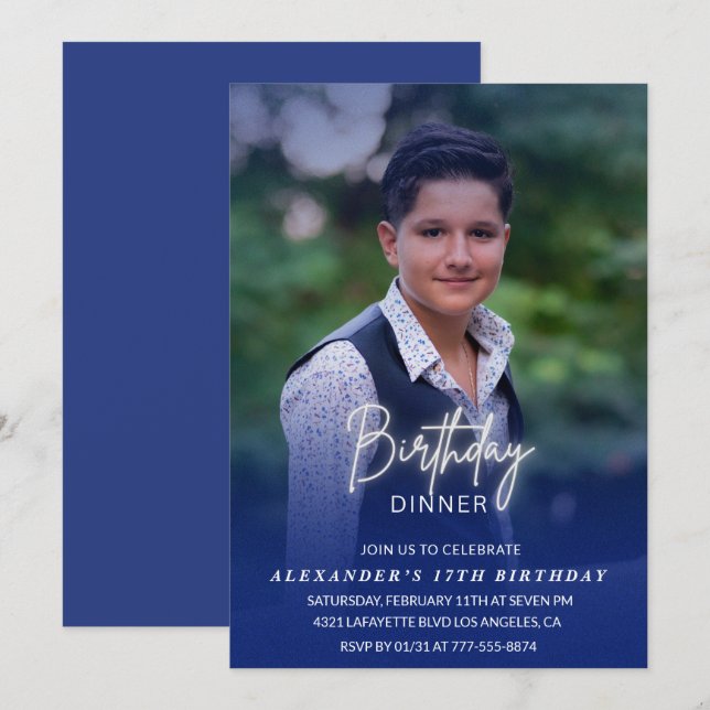 17:e födelsedagsinbjudan Födelsedag Foto Manar Inbjudningar (Fram/baksida)