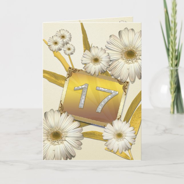 17:e födelsedagskortet med daisy. kort (Framsida)