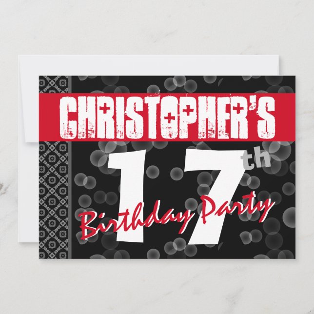 17:e födelsedagstext för honom A08 Inbjudningar (Framsida)