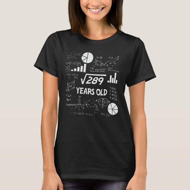 17:e födelsedagstorget, rotmatematik 17 år gammal  t shirt (Framsida)