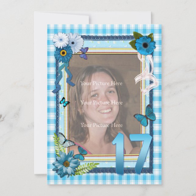 17:e fotot födelsedagsfest inbjudan (Framsida)