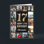17:e Grattis på födelsedagen Black and Guld Photo  Kort<br><div class="desc">17:e Grattis på födelsedagen Black and Guld Photo Collage Birthday Card. Om du vill göra ytterligare anpassningar klickar du på knappen "Anpassa" och användor verktyg som är utformat för att ändra mallen.</div>