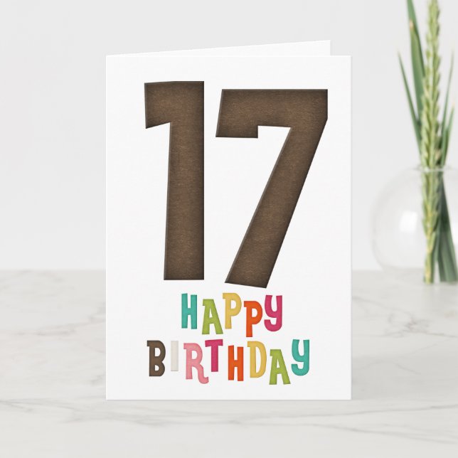 17:e Grattis på födelsedagen-kortets utformning 3 Kort (Framsida)