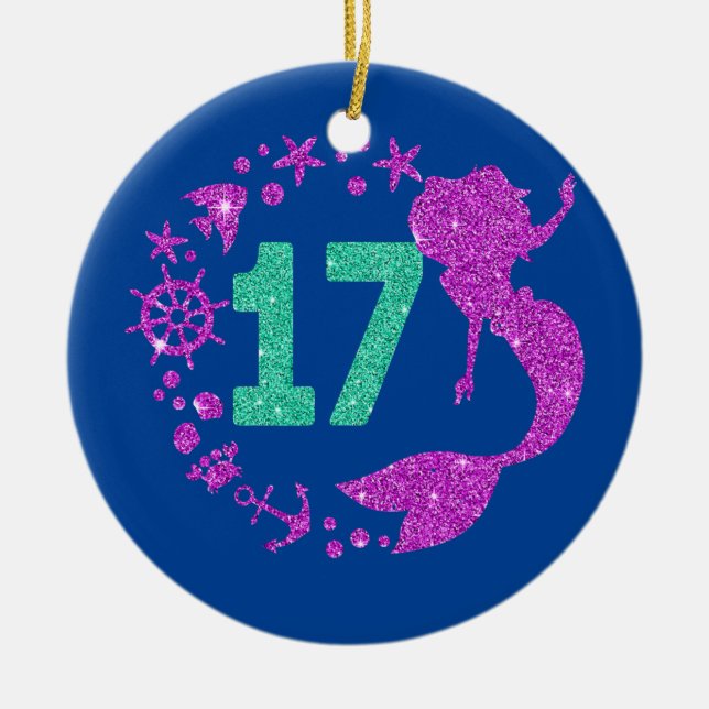 17:e Sjöjungfrun Flickor 17 år Julgransprydnad Keramik (Framsidan)