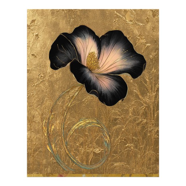 *~* 17 F4-Elegant Flower Guld Vintage Fototryck (Framsidan)