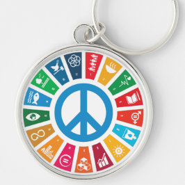 17 FN:s millennieutvecklingsmål för hållbar utveck Rund Silverfärgad Nyckelring