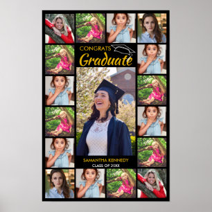 17 Fotocollage Grattis examen Black And Gold Poster
