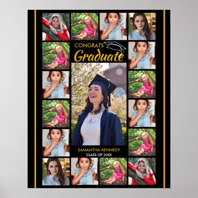 17 Fotocollage Mall Grattis Examen 2026 Poster (Framsidan)
