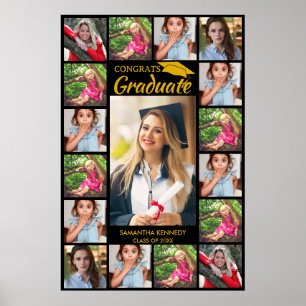 17 Fotokollage Gratulerar Grad Black och Guld Poster