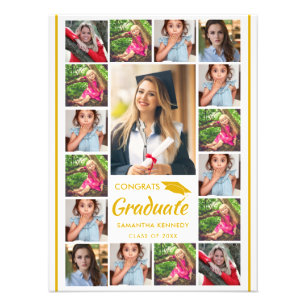 17 Fotokollage Guld Grattis examen Utexaminerad Fototryck