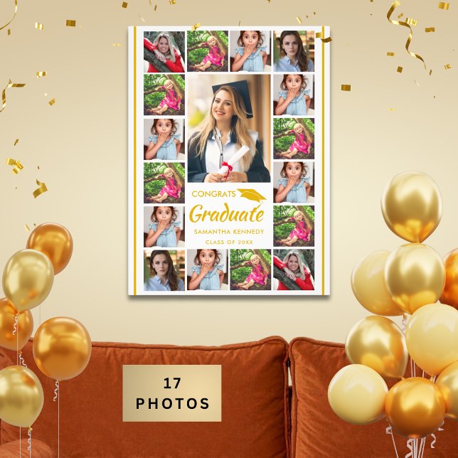 17 Fotokollage Guld Grattis examen Utexaminerad Fototryck (Skapare uppladdad)