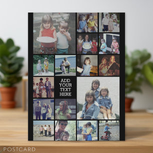 17 Fotokollage och text - Kan redigera svart Vykort