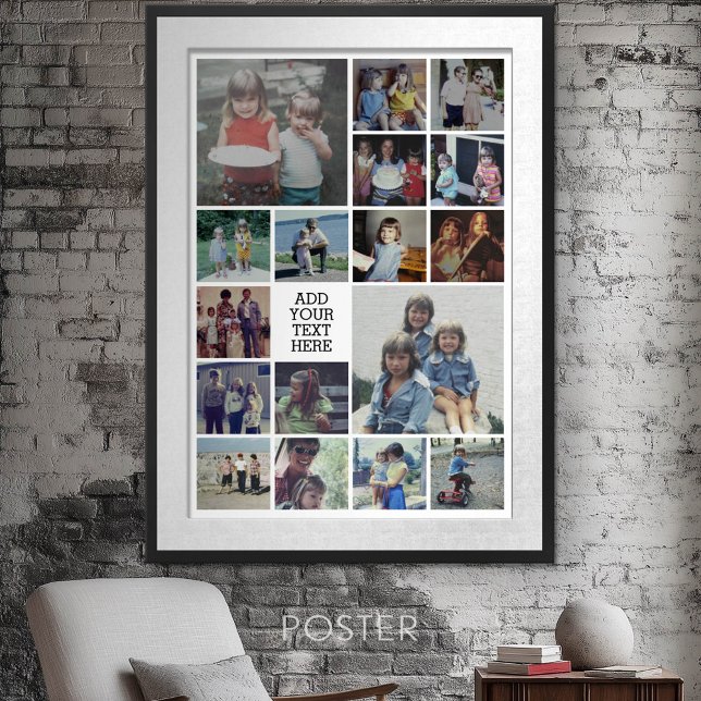 17 Fotokollage och text - Kan redigera vitt Poster (Personalized Poster - Add your photos and text)