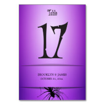 17 Halloween Bordsnummer Bröllop Lila Spider