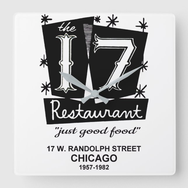 17 Restaurant, Chicago, IL Fyrkantig Klocka (Framsida)