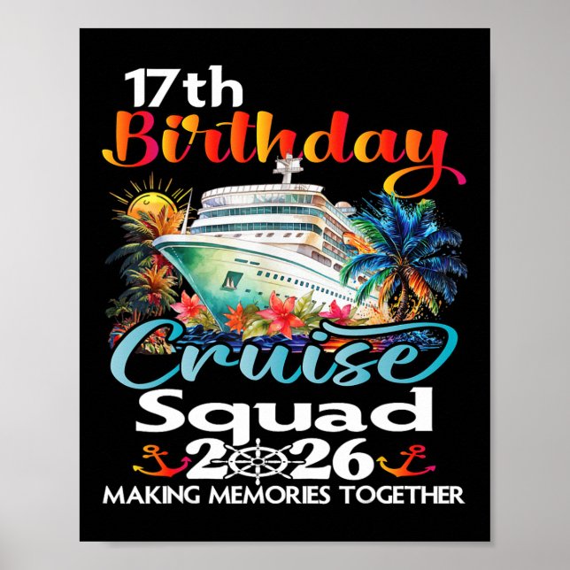 17th Birthday Cruise Squad Friends Family Vacation Poster (Framsidan)