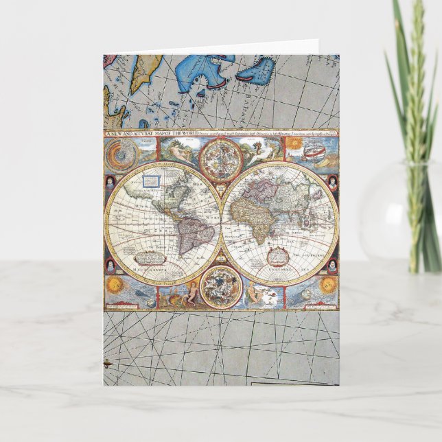 17th Karta för århundradedubbelhalvklotvärld Kort (Framsida)