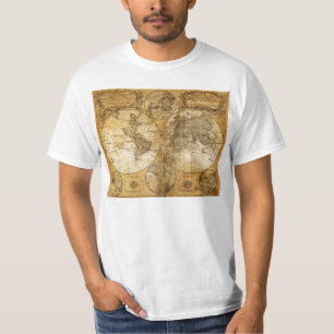 17th skjorta för karta T för gammal värld för Tee Shirt