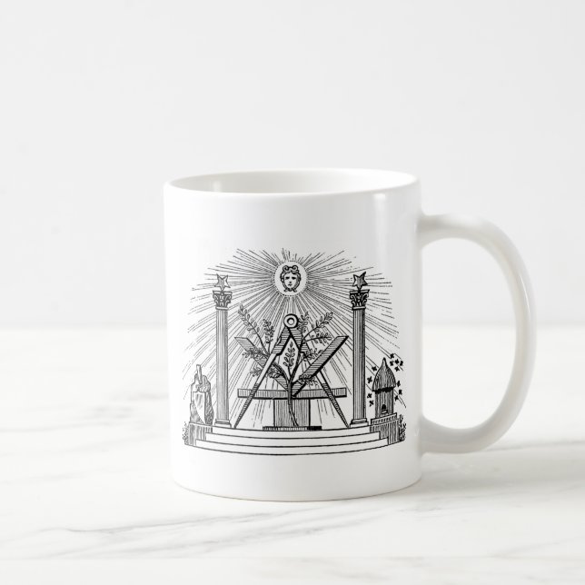 1800-talet Masonic G Kenning Blockcut engrave Kaffemugg (Höger)