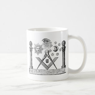 1800-talet Masonic G Kenning Blockcut engrave Kaffemugg