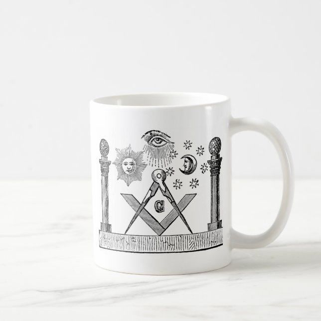 1800-talet Masonic G Kenning Blockcut engrave Kaffemugg (Höger)