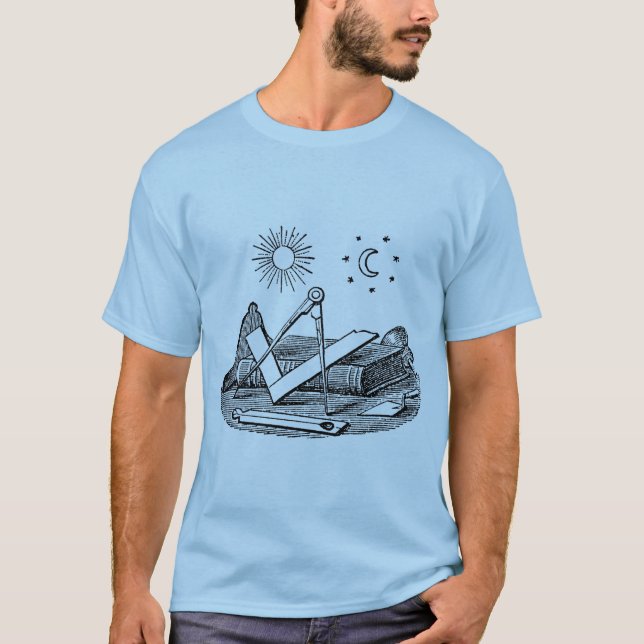 1800-talet Masonic G Kenning Blockcut engrave Tee (Framsida)