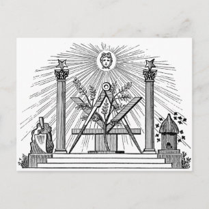 1800-talet Masonic G Kenning Blockcut engrave Vykort