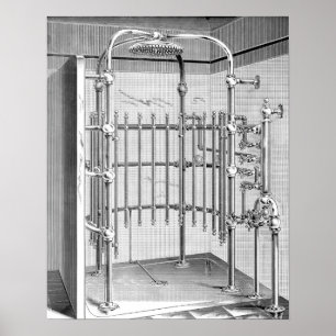 1800-talets antik Shower Poster
