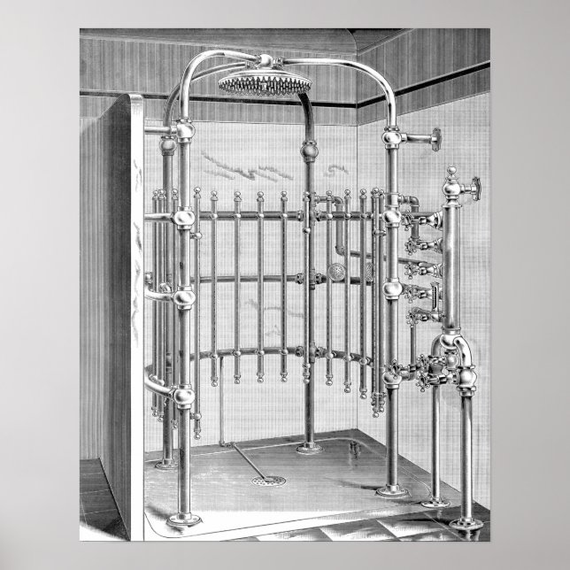 1800-talets antik Shower Poster (Framsidan)