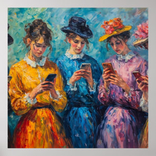 1800-talets användare av smartphone poster