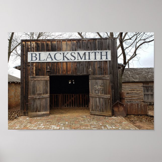 1800-talets Blacksmith Shop i Buffalo Gap, Texas Poster (Framsidan)