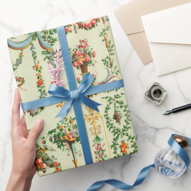 1800-talets blommigt färglöst mönster presentpapper (Gifting)