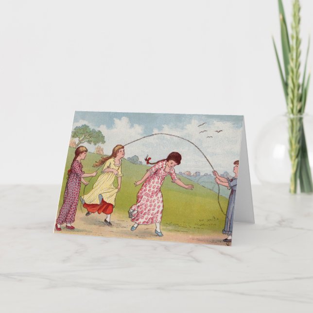 1800-talets flickor som leker hopprep kort (Framsida)