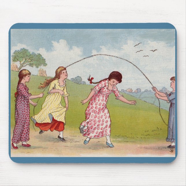 1800-talets flickor som leker hopprep musmatta (Framsidan)