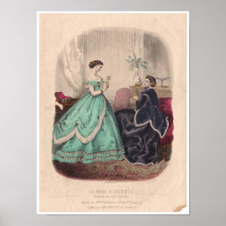1800-talets Fransk - Illustration mot Mode Poster