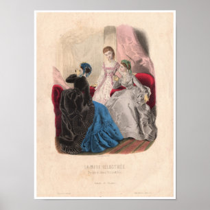 1800-talets Fransk - Illustration mot Mode Poster
