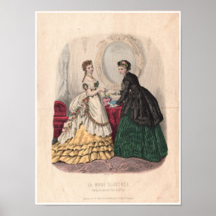 1800-talets Fransk - Illustration mot Mode Poster