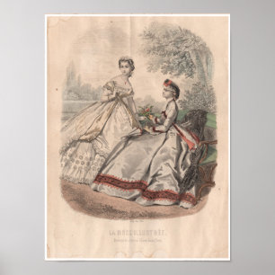 1800-talets Fransk - Illustration mot Mode Poster