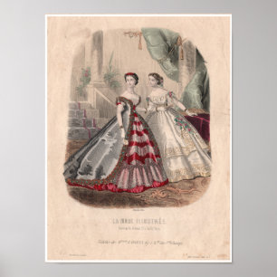 1800-talets Fransk - Illustration mot Mode Poster