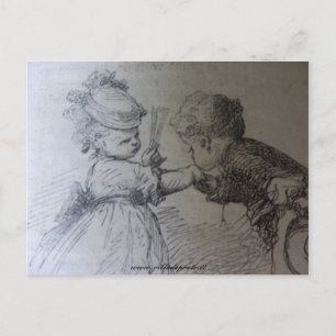 1800-talets illustration mode, svartvitt vykort