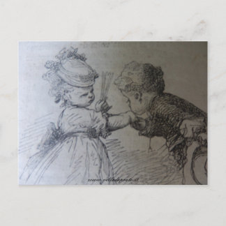 1800-talets illustration mode, svartvitt vykort