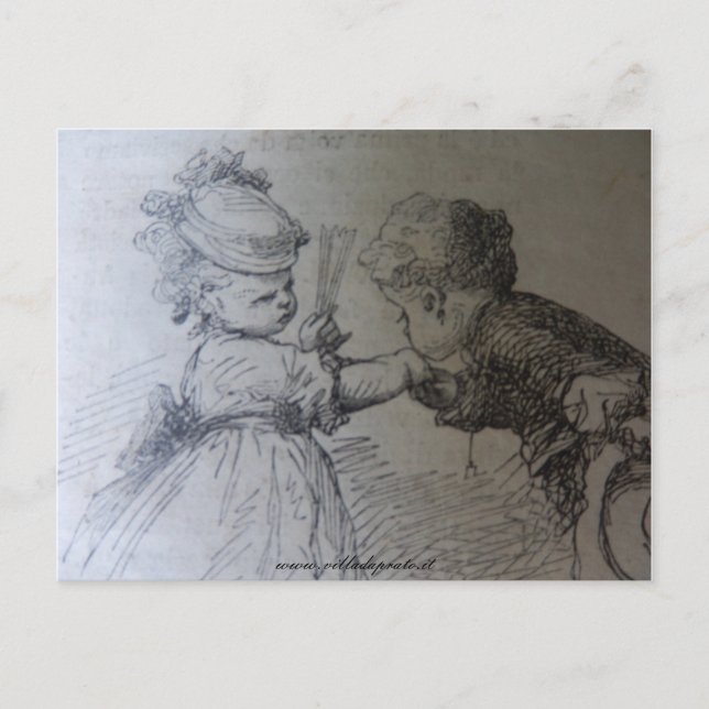 1800-talets illustration mode, svartvitt vykort (Framsida)