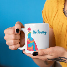 1800-talets kvinnor i en dammpott kaffemugg