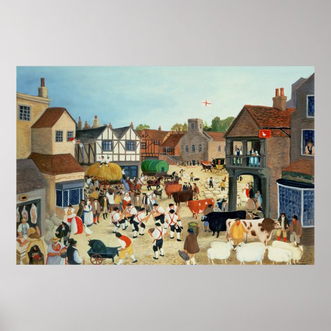 1800-talets marknad för Mayfair-boskap Poster (Framsidan)